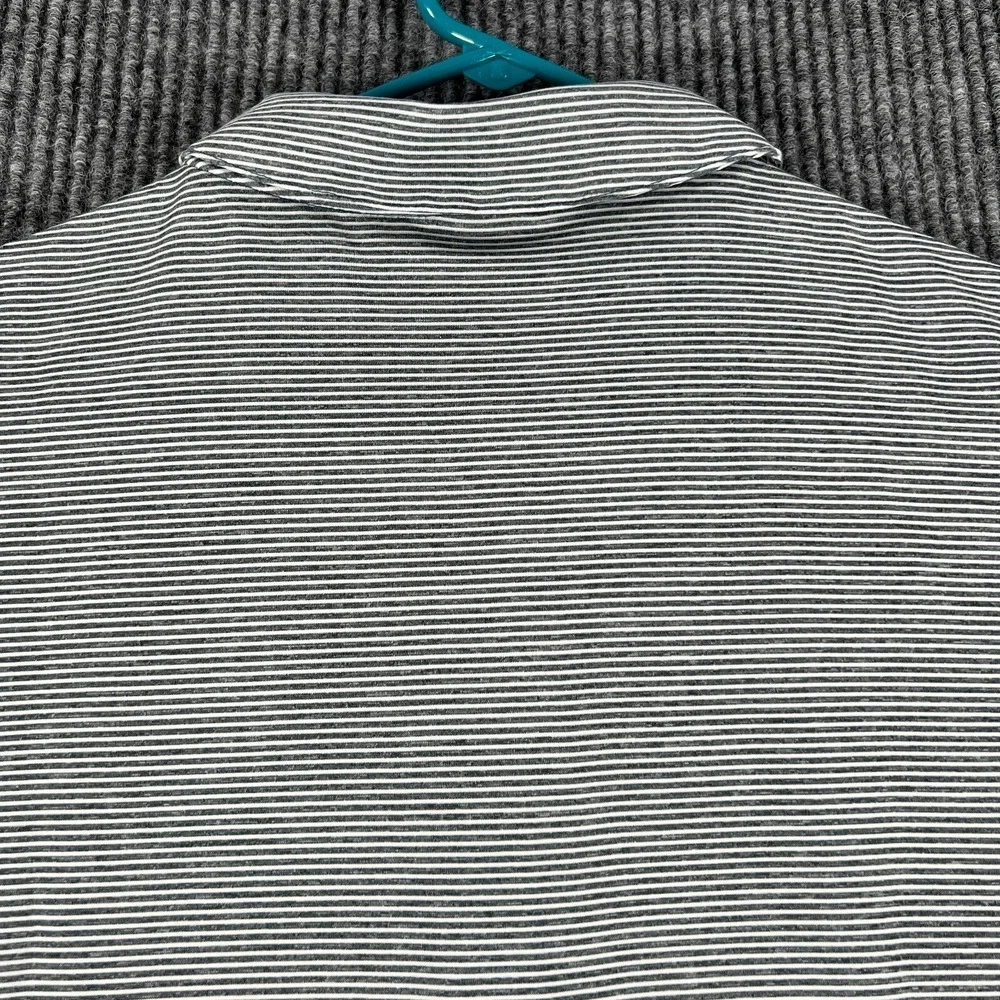 Adidas Shirt Polo Mens Medium Gray Striped Short Sleeve Golf Outdoor Casual